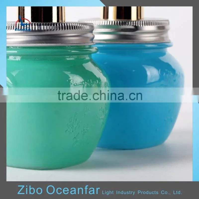 Hot Sale Colored Empty Square Pump Lid Glass Mason Jar