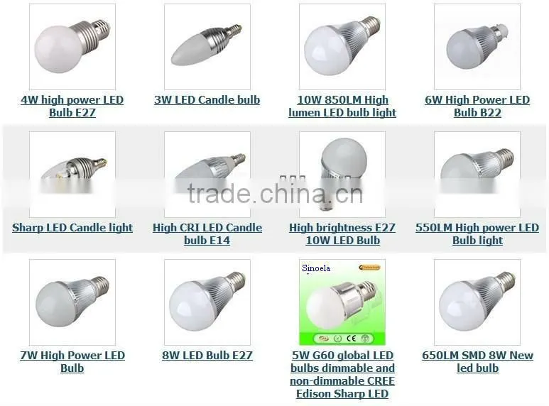 7w hot sell 520lm led bulb e27 dimmable led bulb 6000k electric snow globes