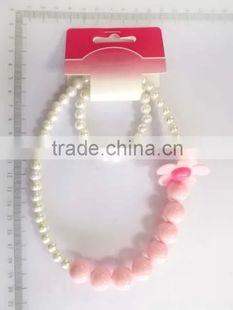 Cute children multicolor beaded necklace bracelet set with flower