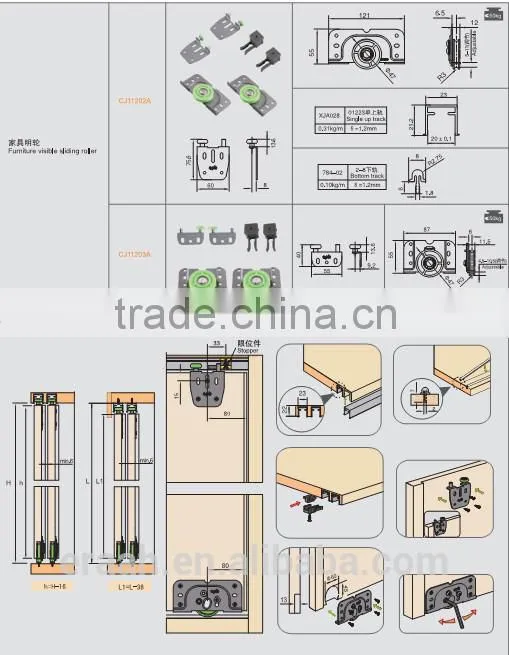 Furniture Sliding door rollers