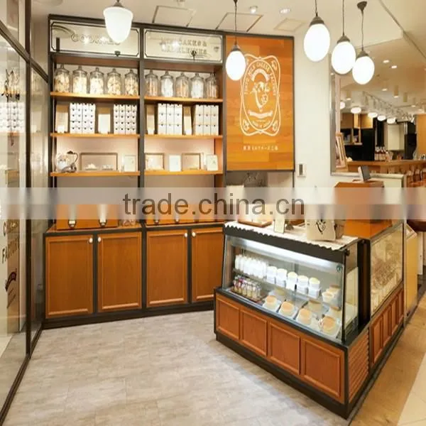 mdf wood and metal bread and food display rack