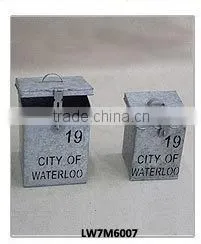 Handcraft Square Lid Vintage Galvanized Tin Storage Box