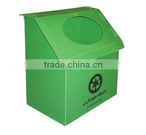 Blue pp corrugated recycling bins in office