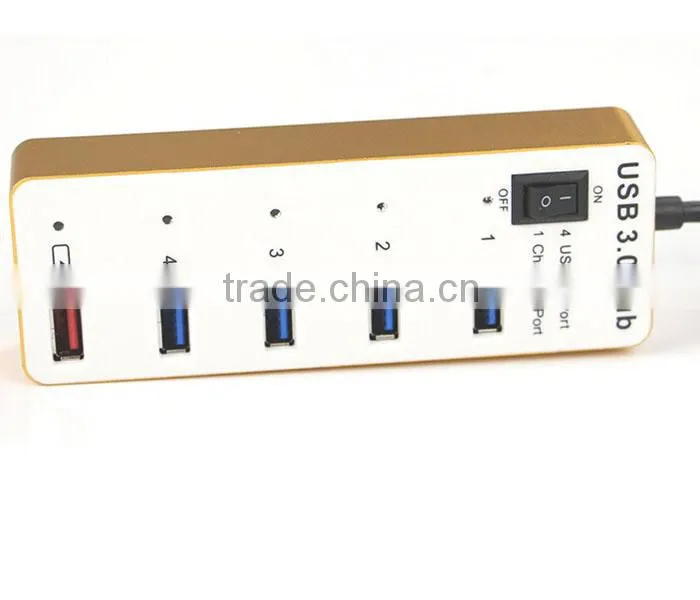 new 4-Port USB 3.0 Portable Aluminum usb Hub with 2-Foot USB 3.0 Cable