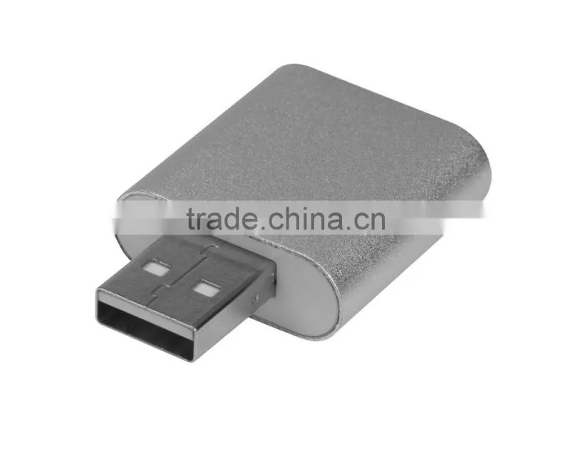 Top Grade External USB Audio Adapter Sound Card with Stereo Headphone/Speaker and Mono Microphone Jacks(Aluminum casing)