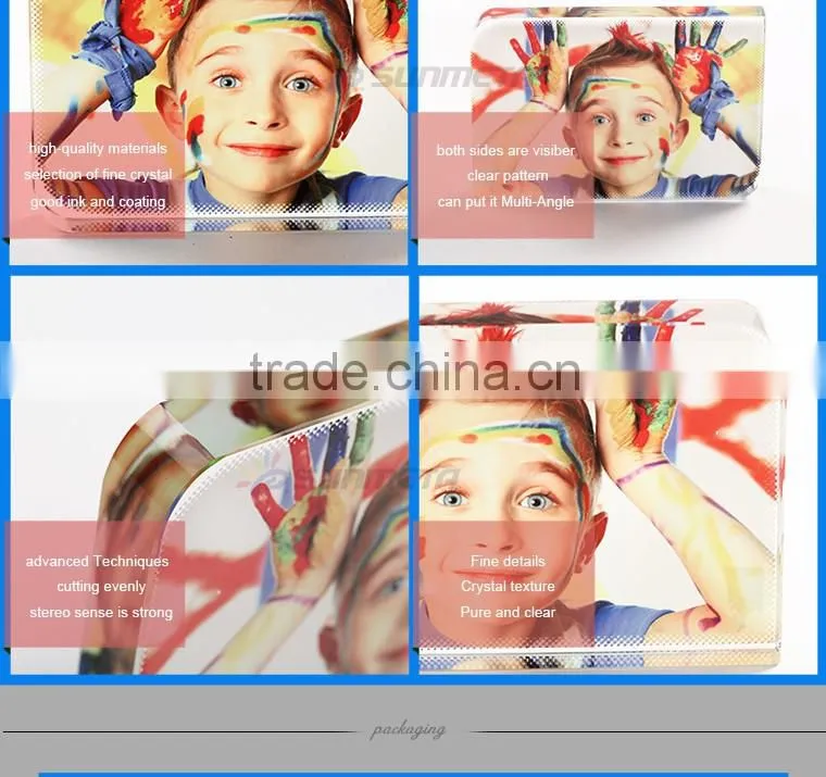 Hotsale L150*H100*W20mm smooth angle square blank sublimation 3d photo crystal