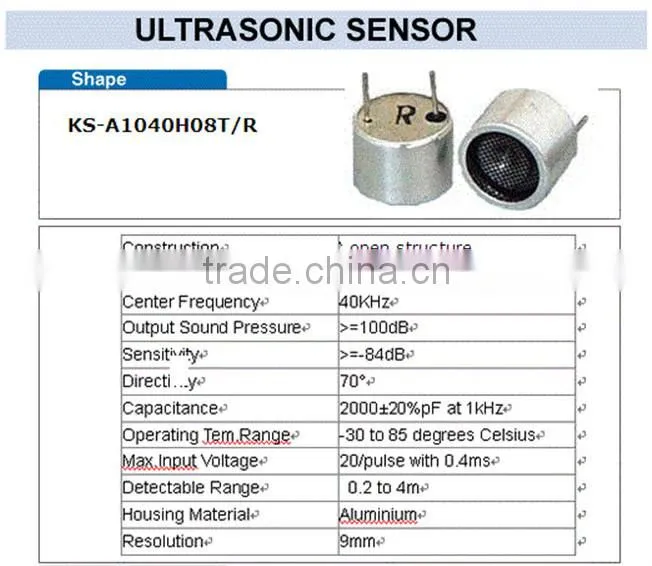 40KHZ car anti-collision ultrasonic sensor