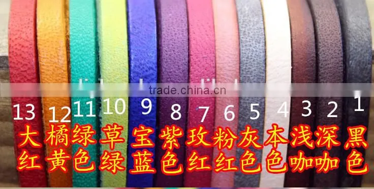 wholesale colorful 3mm flat real leather cord for pet collar chain bracelet necklace flat leather cord