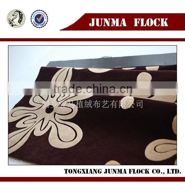 Coffee Rose Flower Pattern China Textile Flocking Fabric Woman Clothing