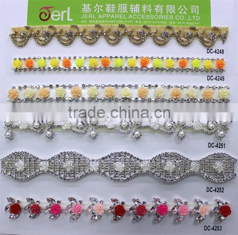 Factory direct sale 888crystal resin silver plating rhinestone chain