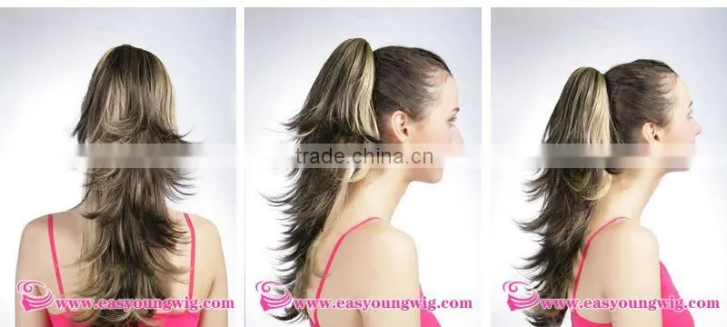 Best sale Fashion synthetic claw clip in ponytail hairpieces for women