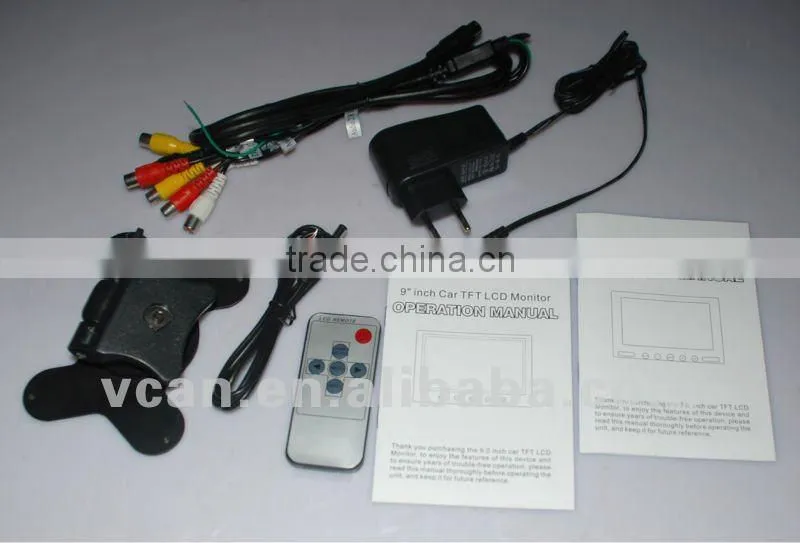 Mirror function monitor with LED backlight car touch button video monitors Remote control 9 inch input lcd monitor