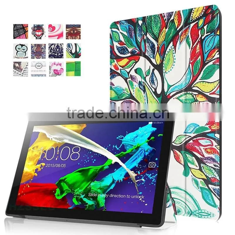 Joy Tree pattern protective case three folding leather case for 10.1 inch Lenovo tab 2 X30 A10-30