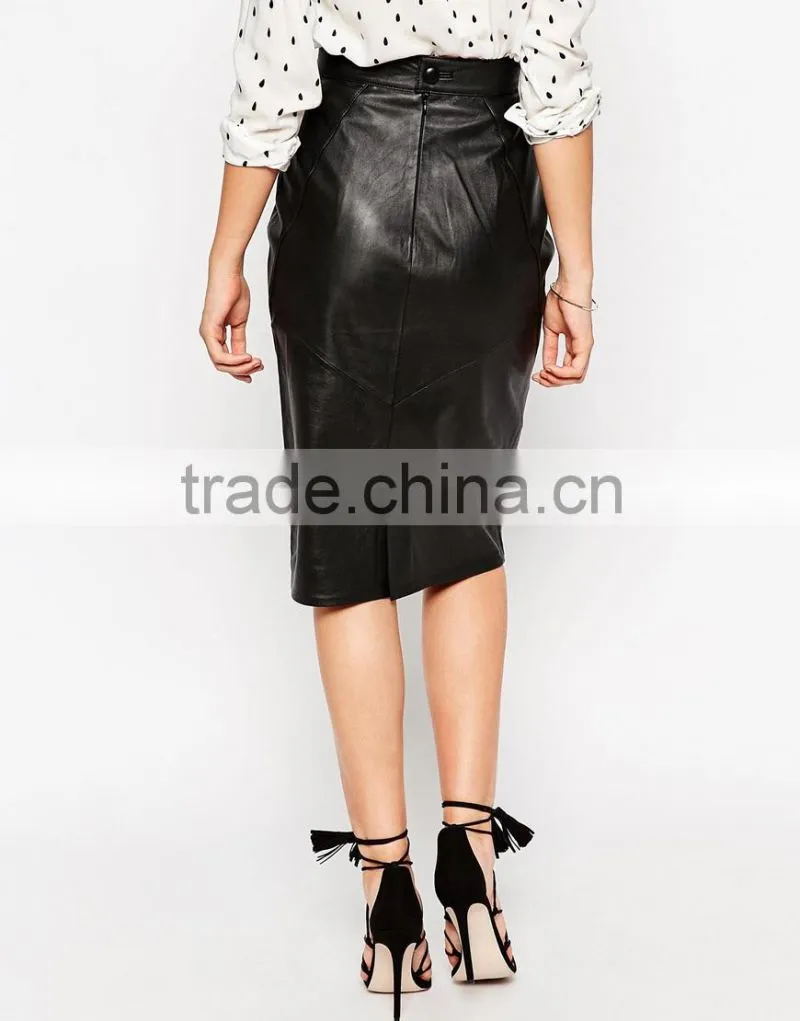 sexy D Ring Belt Red Leather Pencil Skirts
