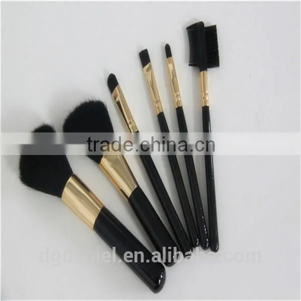 6pcs Black and Gold Mini detangle hair brush set makeup brush set black factory
