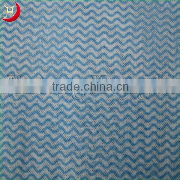 spunlace nonwoven fabric with wavy line printed ,nonwoven cleaning cloth