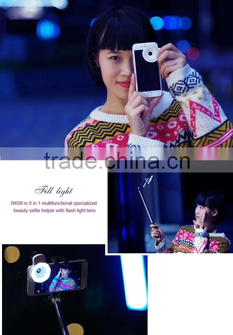 Universal Clip-On Selfie LED Light With Colored Filters And Camera Lens Kit For Smart Phones Tablets