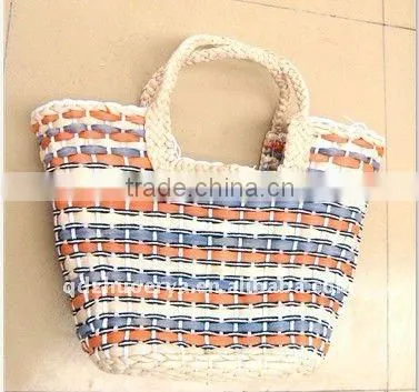 four color crochet women straw summer handbag