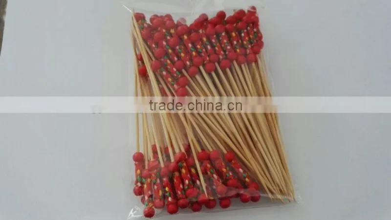 Cocktail sticks skewer with red bead