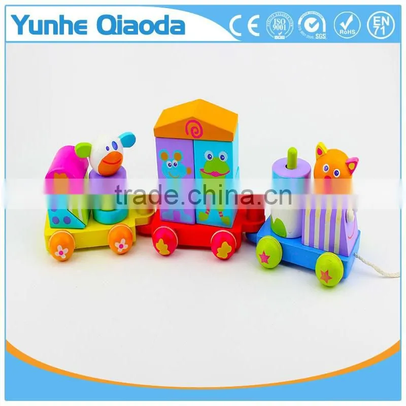 colorful Wood stocking Train Toys animal shape Blocks Education Gift
