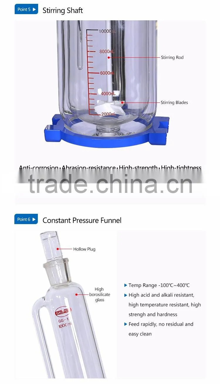 factory price chemical double-layer glass reactor