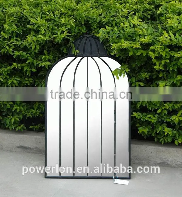 POWERLON Black Ornate Garden Iron Window Mirror Outdoor Furniture
