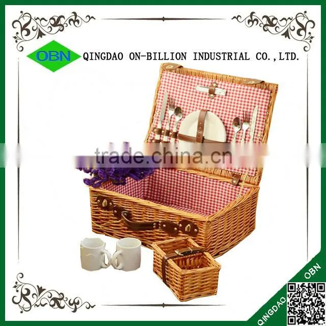 Cheap vintage rustic outdoor camping basket wicker picnic basket set
