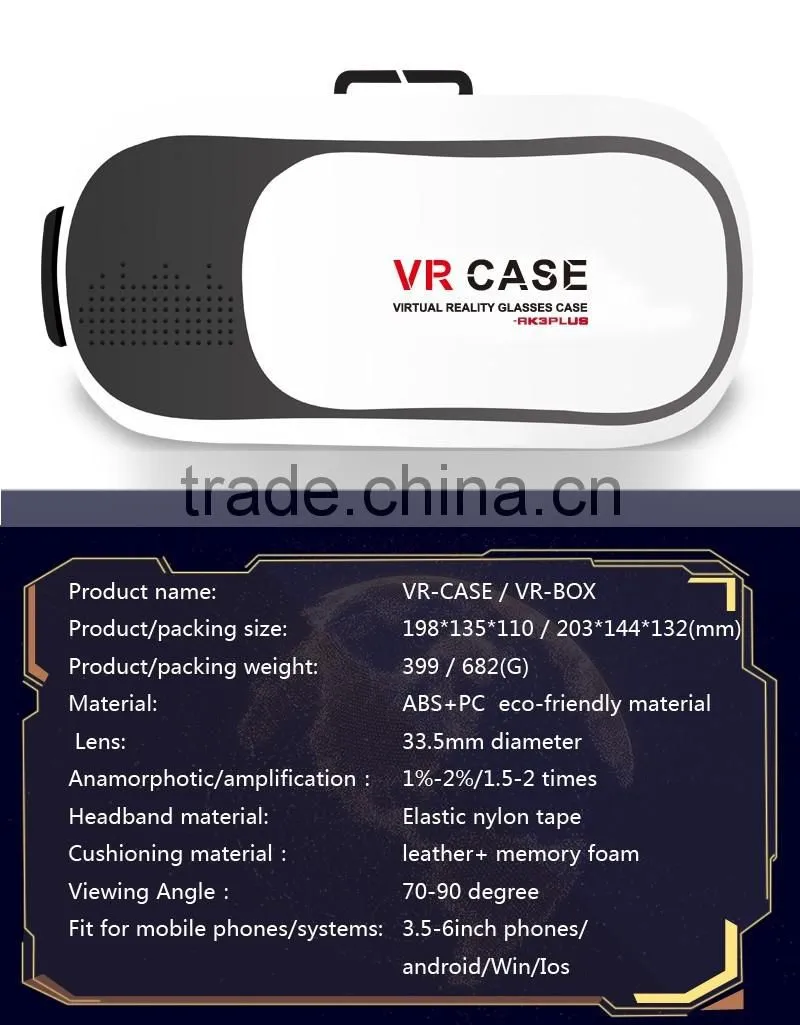 ZOOM FUNCTION VR case 3plus 3D glasses VR box with headstrap vr glasses for mobile phone