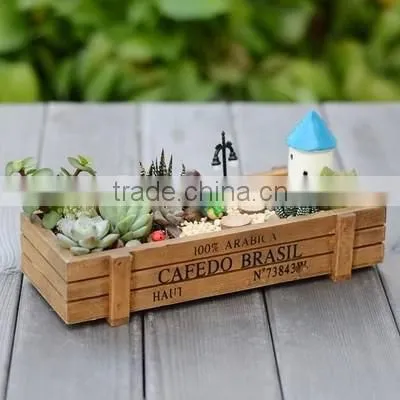 Wooden flower pot Double lattice handle flower pot