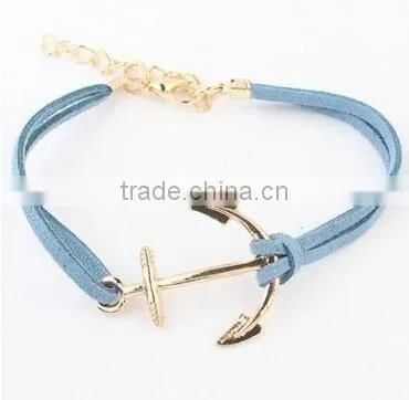 bracelet women 2017 leather bracelet anchor bracelet
