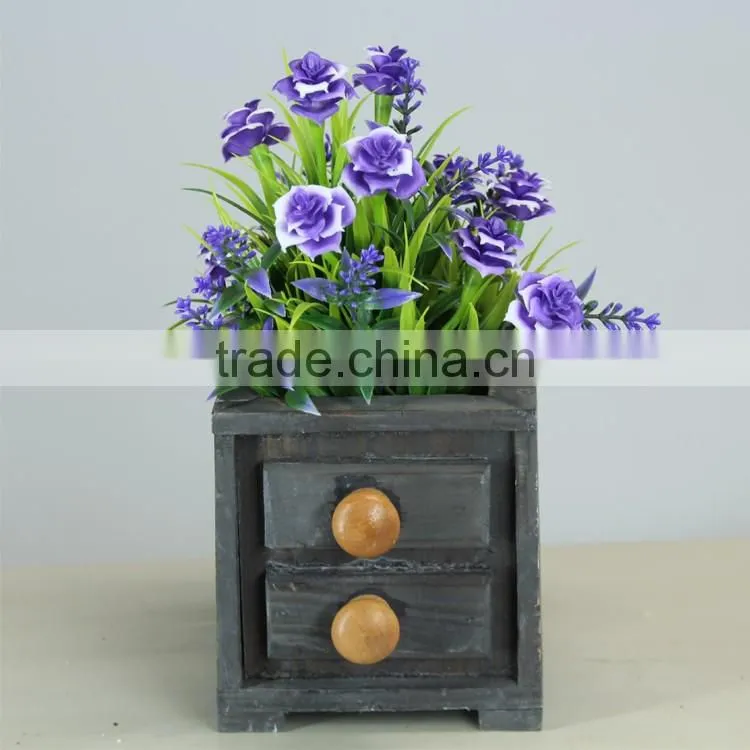 Wooden drawer shape flowerpot and garden planter
