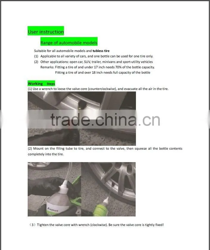 Auto Tire /Tyre sealant repair kit
