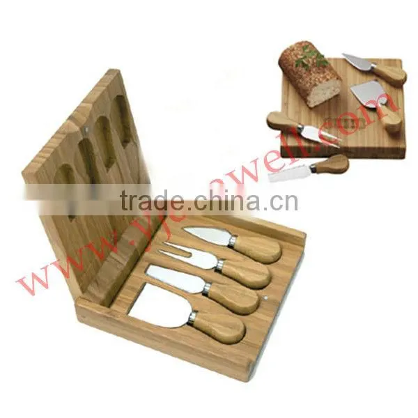 AM-1706 Wooden Board with 4-Piece cheese knife set/Cheese Tools
