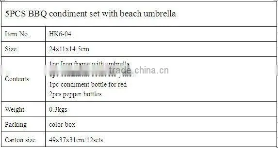 5pcs idea product BBQ condiment set with beach umbrella