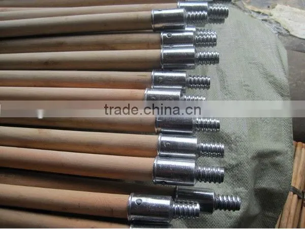 Natural wooden broom stick with Greek screw