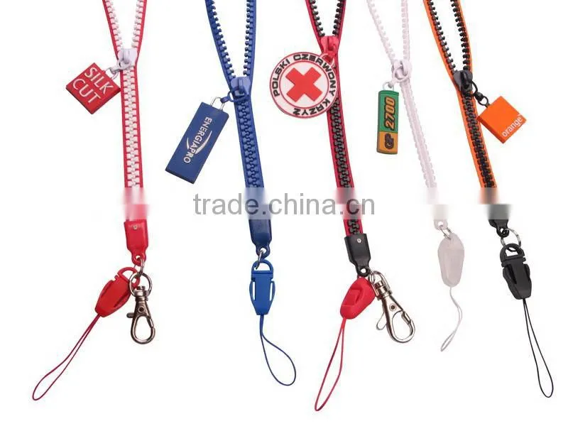 customize special zipper lanyard,fashion zipper lanyard