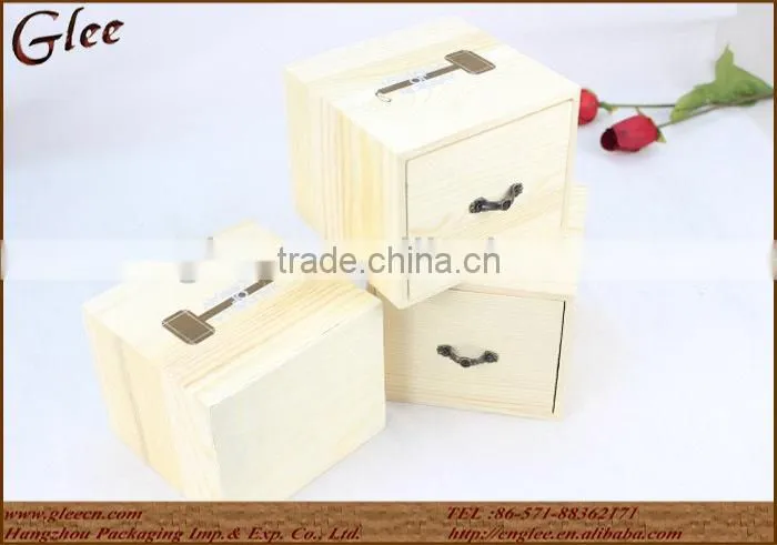 Natural Pine Wood Watch Box with Lining and Logo