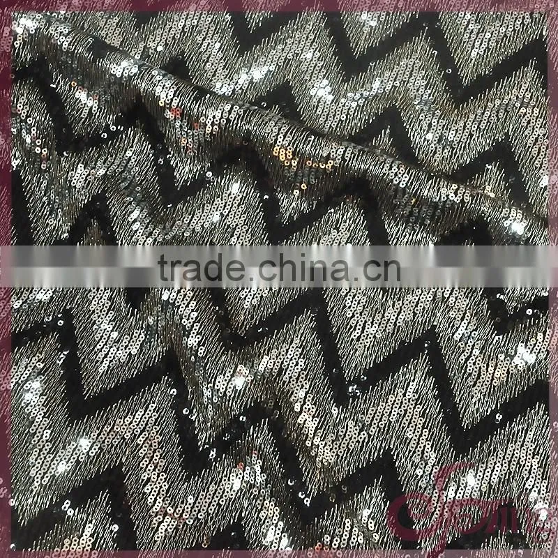 New arrival V-shape design wholesale cheap sequin lace fabric for party dress