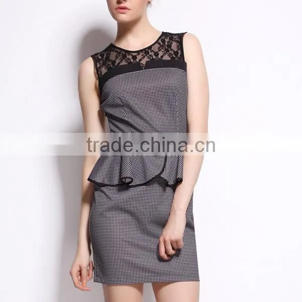 Latest design new fashion sexy flare peplum ladies designer skirt suits