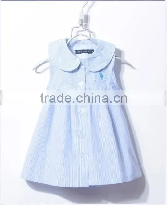 baby dress girls Custom summer season cute baby girls sleeveless collar woven dress