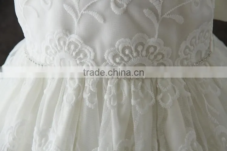 New arrival summer baby clothes White Embroidery Flower Lovely Lace Net 0-2 Years old party dress baby first Communion dresses