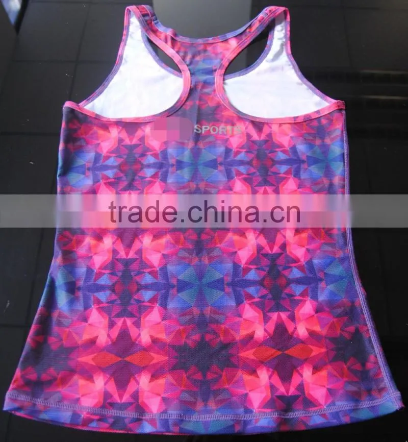 2016 Latest Women Colorfull Spandex Gym Wear Wholesale Fitness Tshirt