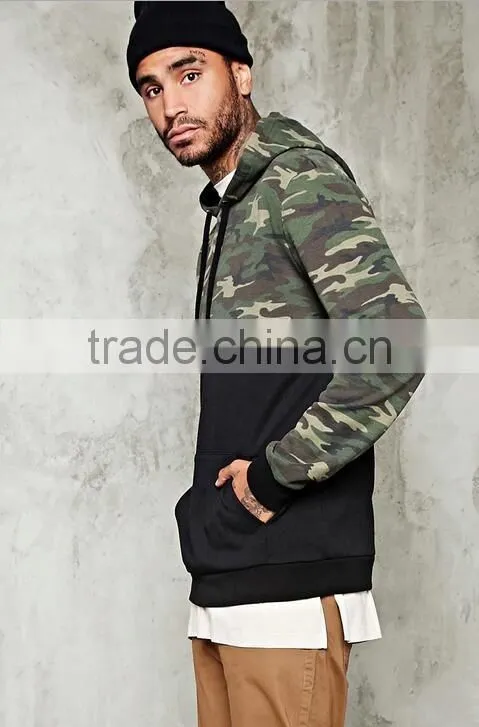 Slim fit hoodie man quality tracksuit top with camo splice