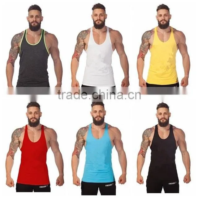 Men Cotton Stringer Bodybuilding Equipment Fitness Plain Gym Tank Top shirt Wholesale Solid Singlet Y Back Sport clothes Vest