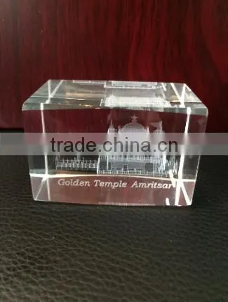 2D/3D Laser Crystal Blank Block Engraving With Cake Led Light Base For Gift