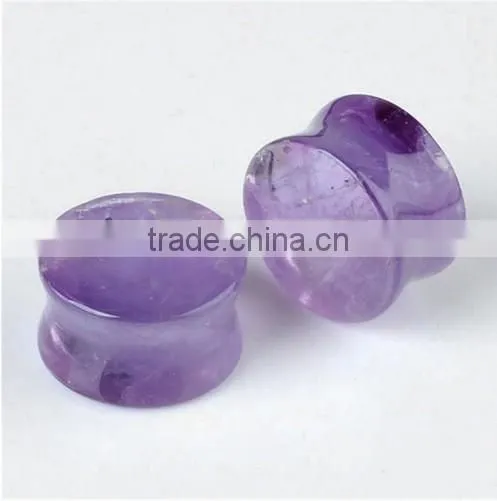 2017 Hot Amethyst Flare Plug with O Ring Natural Stone Ear Plug