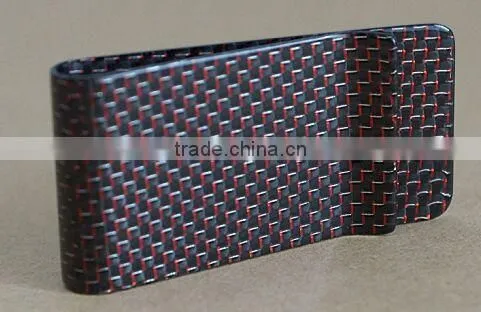 Luxury carbon fiber money clip mens wallet with money clip