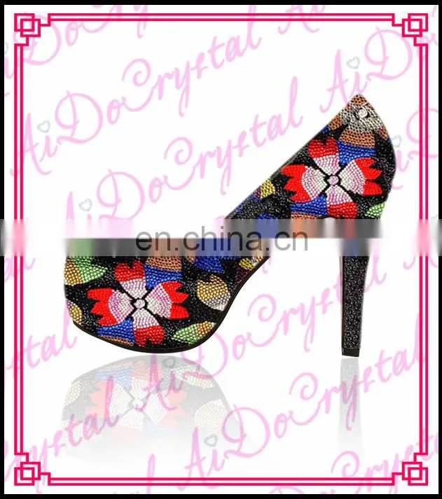 Aidocrystal classic pattern crystal high heel,new style italian shoes