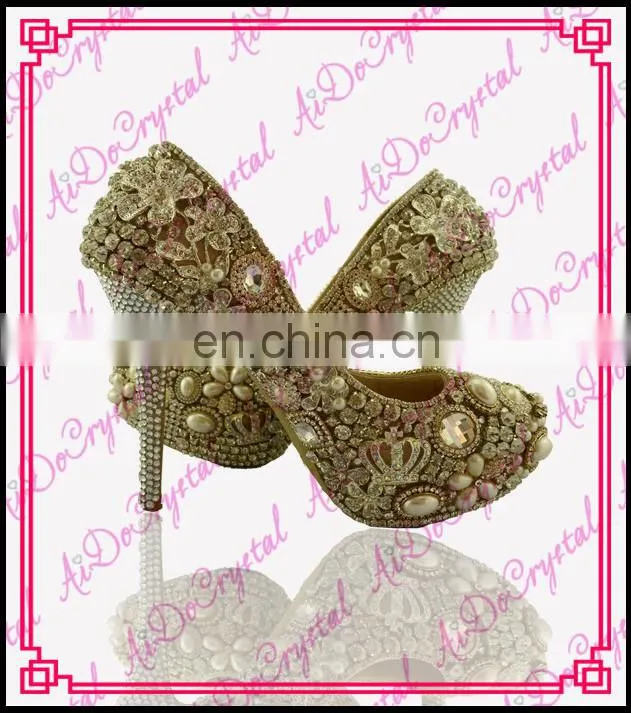 Aidocrystal custom wedding high heels crystal studded wedding shoes prom shoes