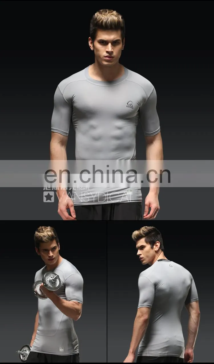 2017 Summer Men Compression Short-sleeve Tights Running T-shirts Athletic Workout Breathable Sportswear Wholesale